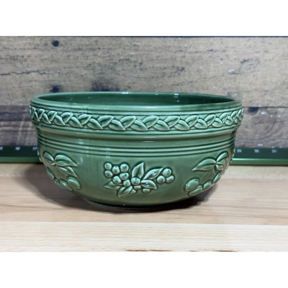 🔥Tender Heart Treasures 8.5” Forest Green Round Pottery Baking/Serving Bowl